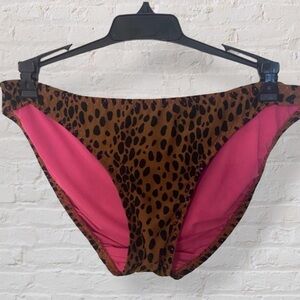 DKNY Brown Black Leopard Print Bikini Bathing Suit Bottoms
